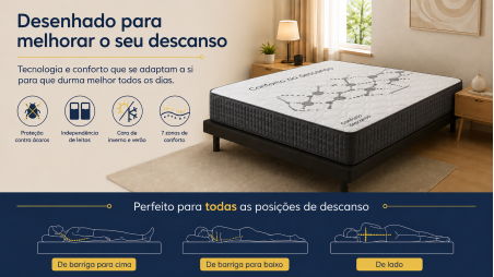 Colchão Serenity com Tecido de Grafeno | 30 cm de Altura | Ergonómico e Reversível