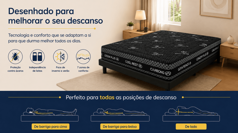 Colchão Obsydion com Tecido de...