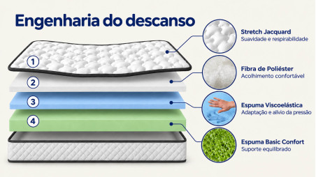 Colchão Viscoelástico Los Angeles, 20 cm de altura, Adaptabilidade Efeito Massagem